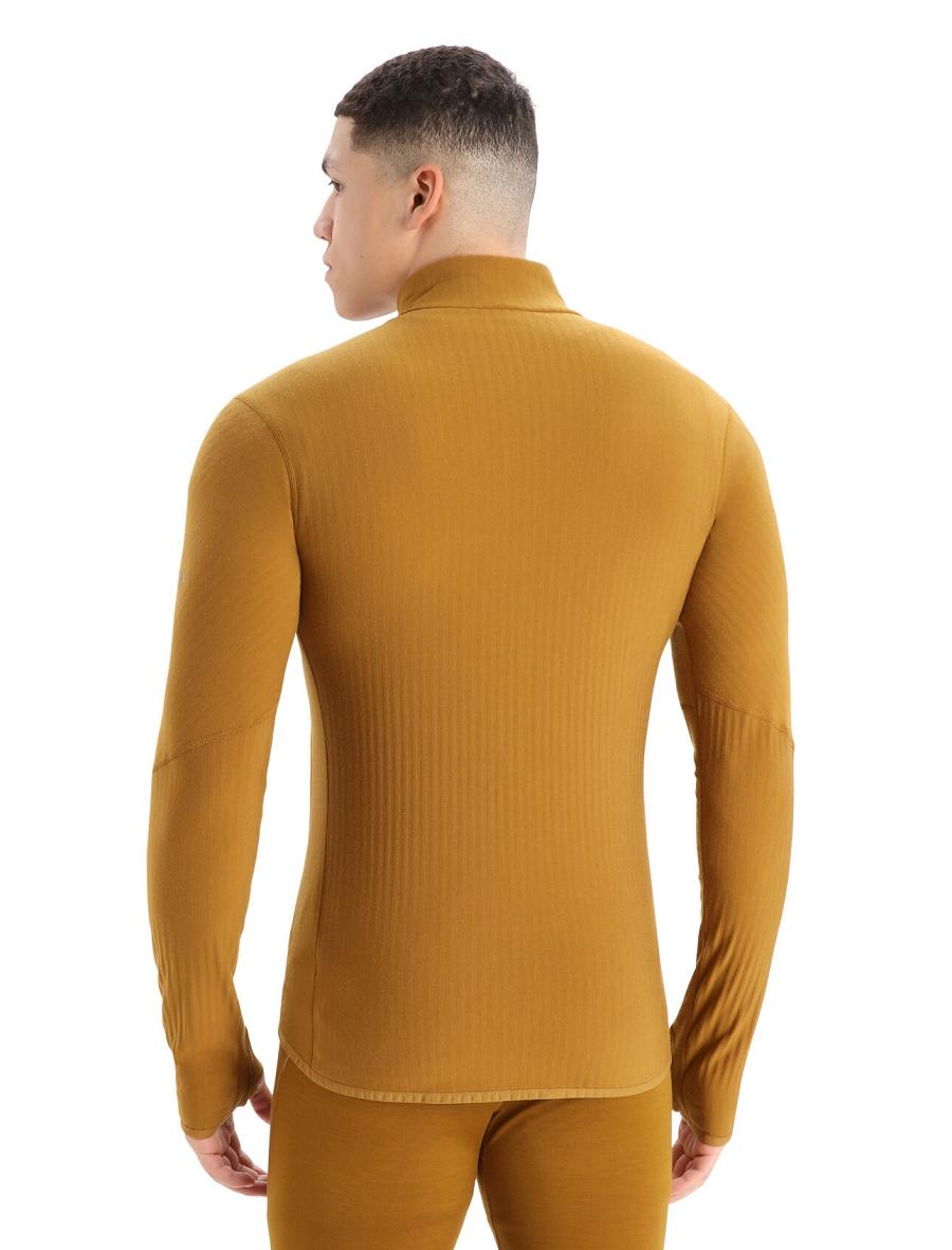 Icebreaker RealFleece™ Merino Descender Long Sleeve Zip Férfi Kabát Barna | HU 1242CTVE